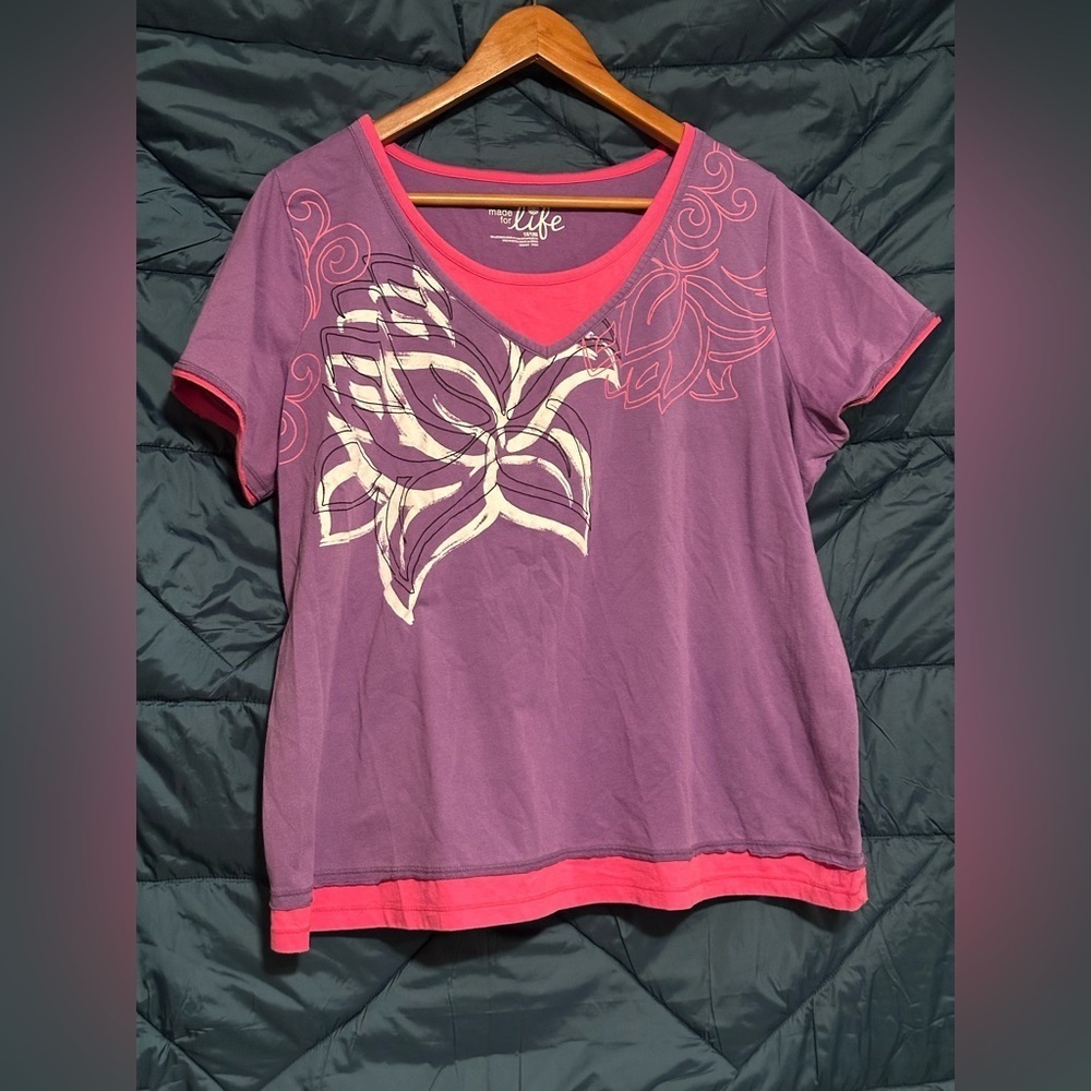 Women's Purple and Pink Top Plus Size